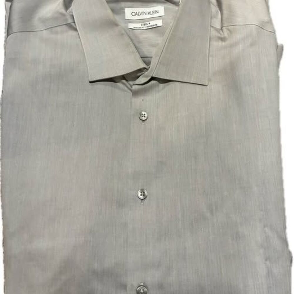 Calvin Klein Steel+ Regular Fit Dress Shirt Grey XL